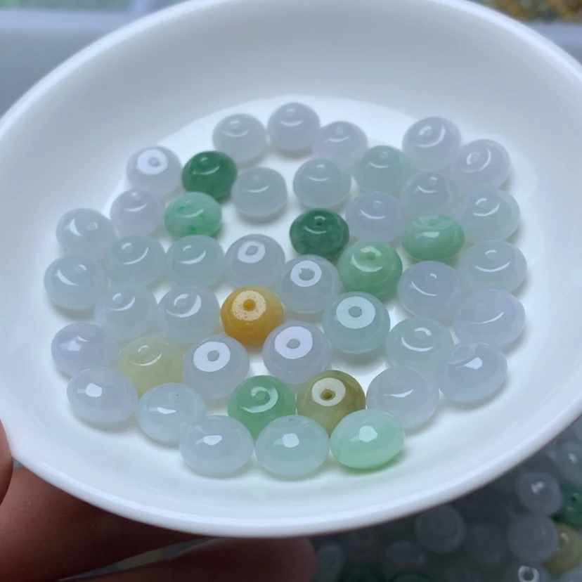 【闪购商品】未镶嵌手链翡翠卡5.5*9.5冰鼓珠5个
