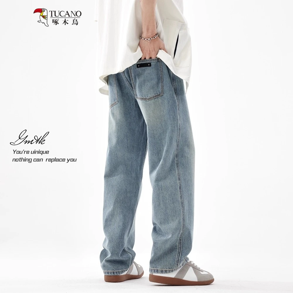 TUCANO/啄木鳥高街牛仔裤宽松直筒新款美式复古水洗垂感阔腿裤