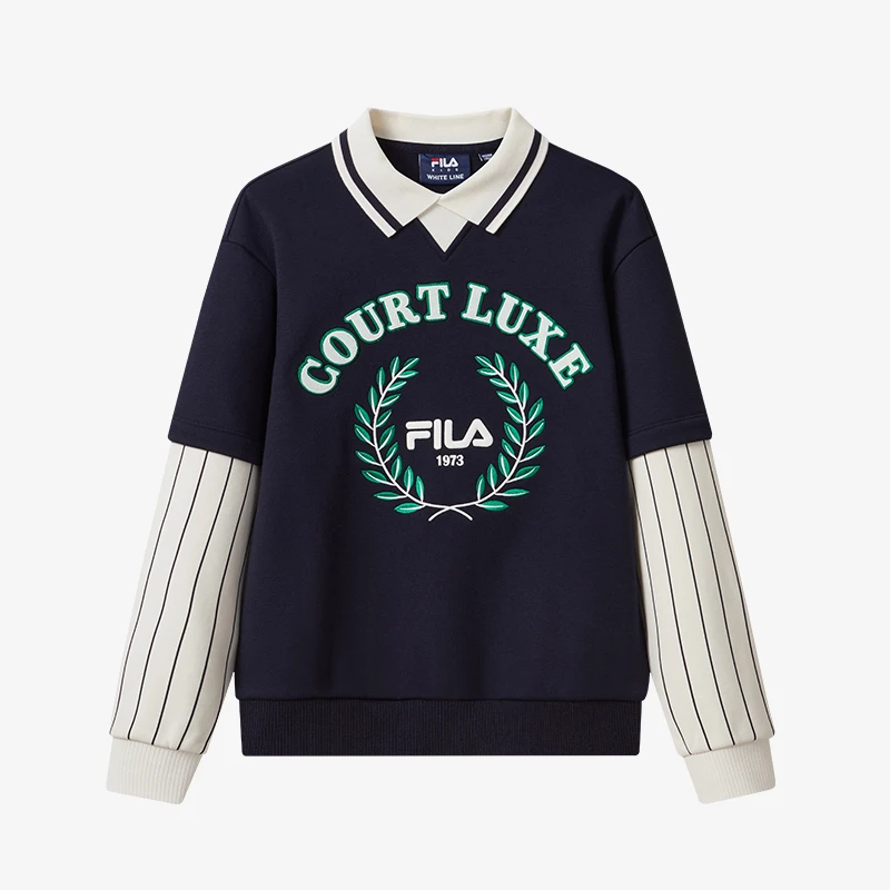 FILA斐乐儿童卫衣2024冬新款翻领时尚休闲运动上衣男童K12B442207