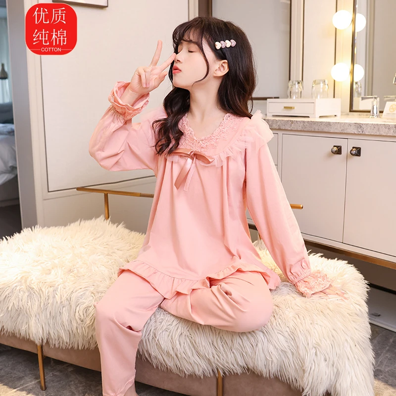 女童纯棉公主睡衣春秋款儿童家居服套装新款中大童小女孩长袖网红