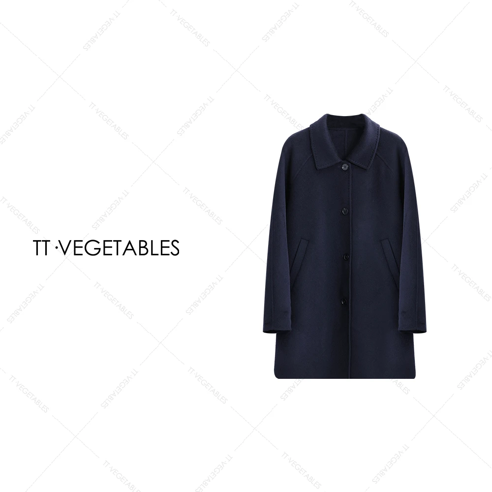 TT・VEGETABLES【序白】又蓝升级版 羊绒澳毛混纺大衣中长款525712