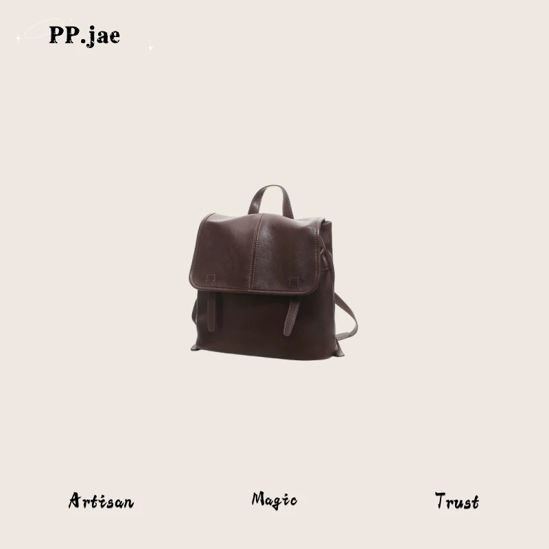 P.p【咖啡猫】新品百搭简约ins时尚休闲气质双肩包24961