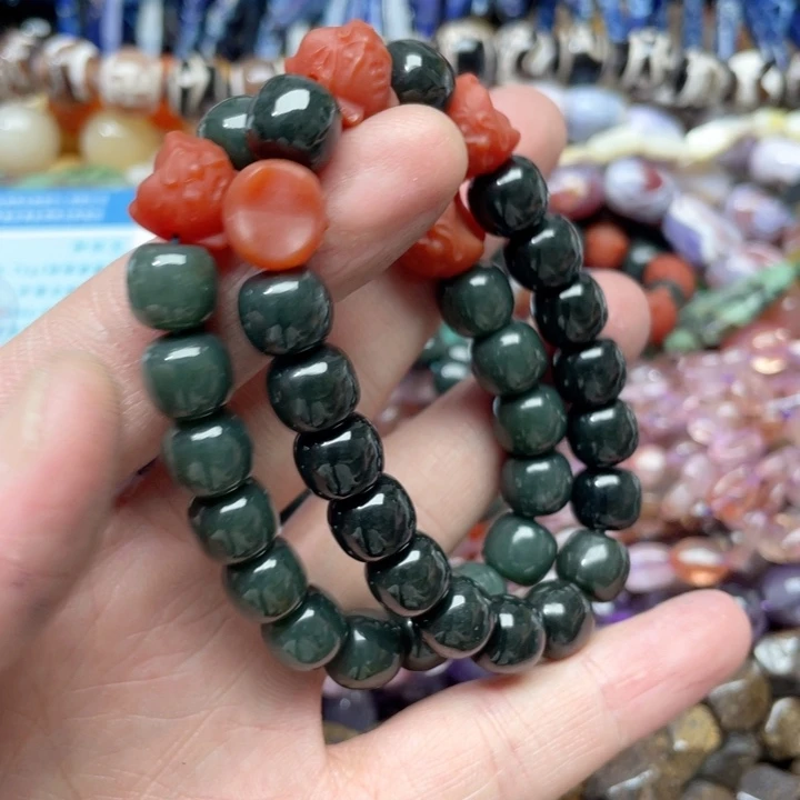 玛瑙/玉髓合金珠宝半成品一条10mm和田玉老型手串