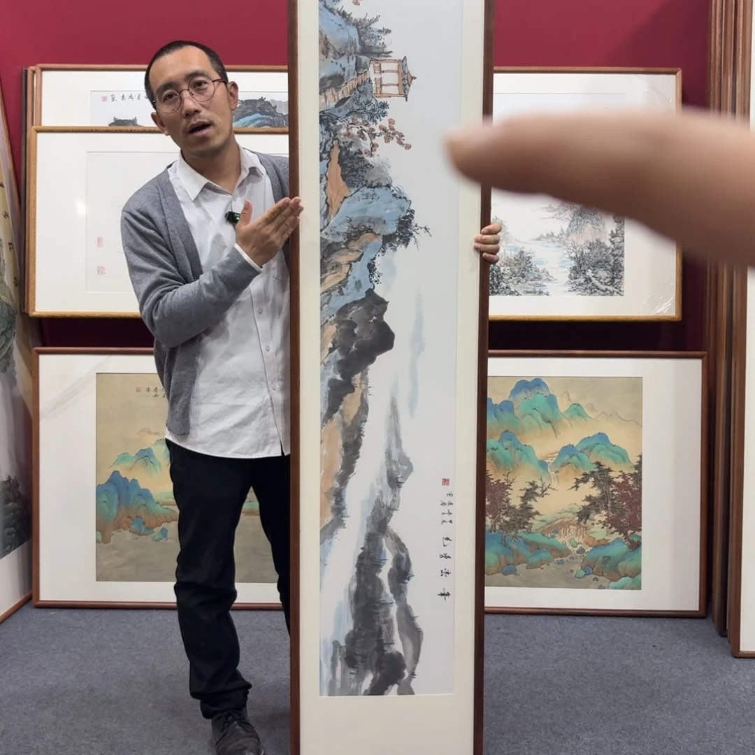 国画带框绘画210/40尺寸