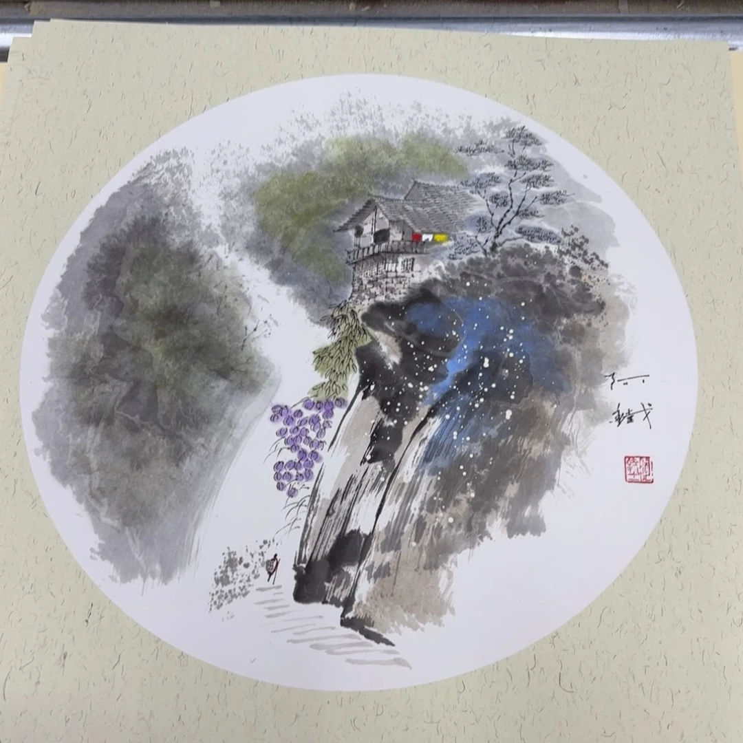 国画赵铁卡纸作品童