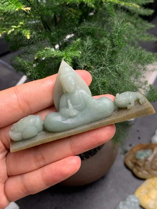 天然缅甸翡翠毛货观音香插