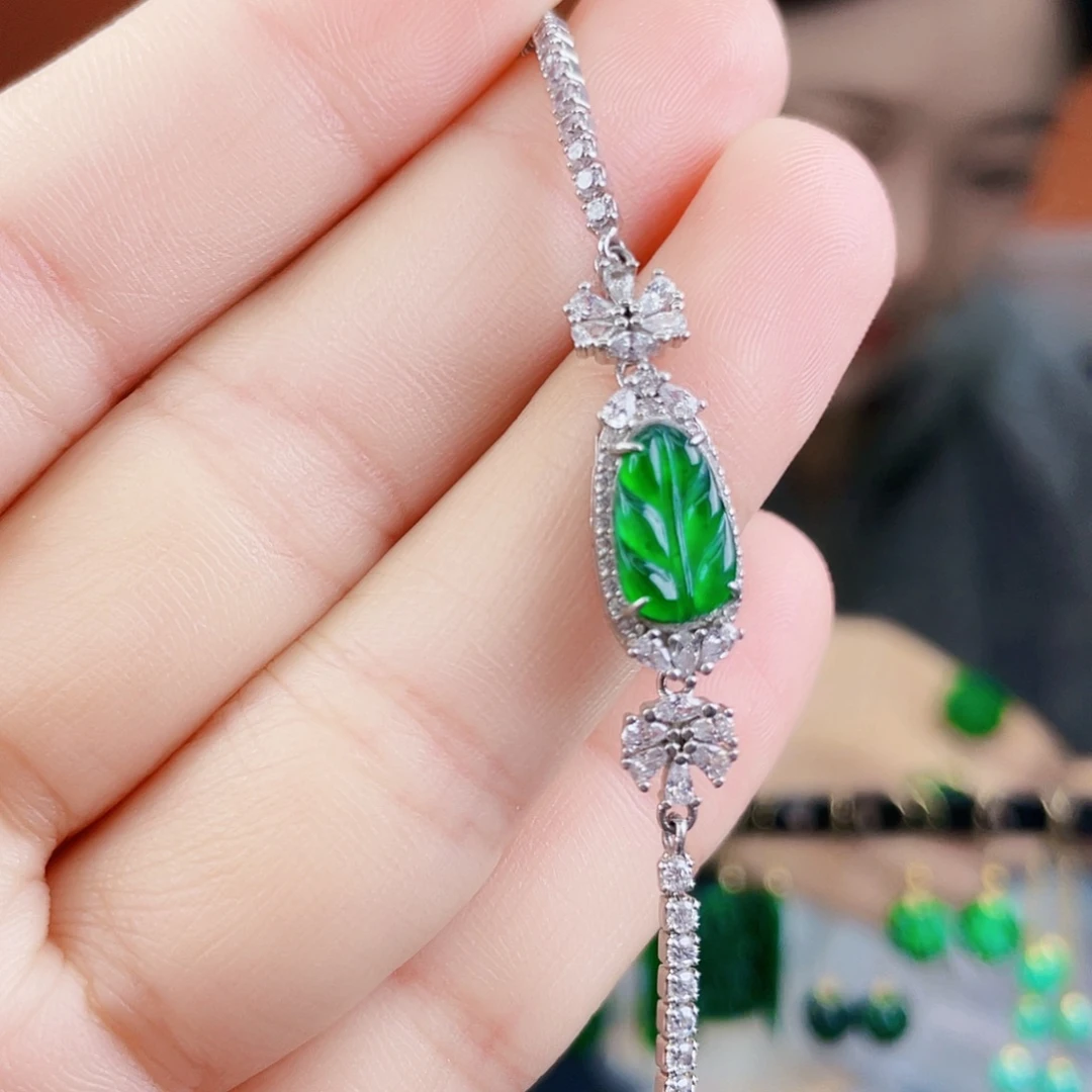 翡翠银S925镶嵌耳饰