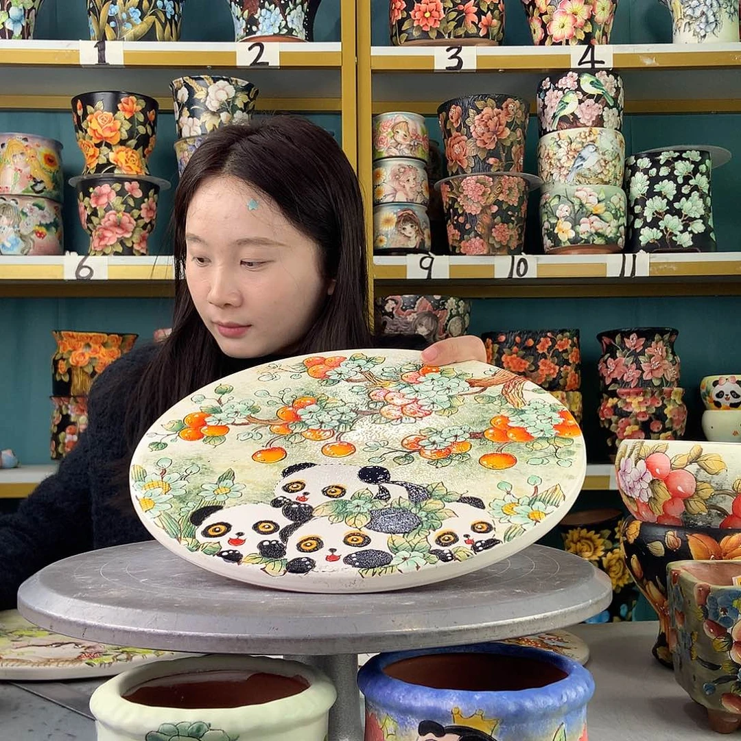 艾***子陶景德镇手工花盆327