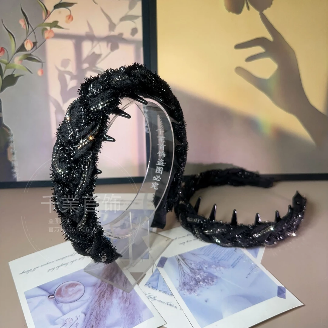 鴵。新款高级感韩版钻条倒齿时尚气质高颅顶百搭洗脸发箍T0925