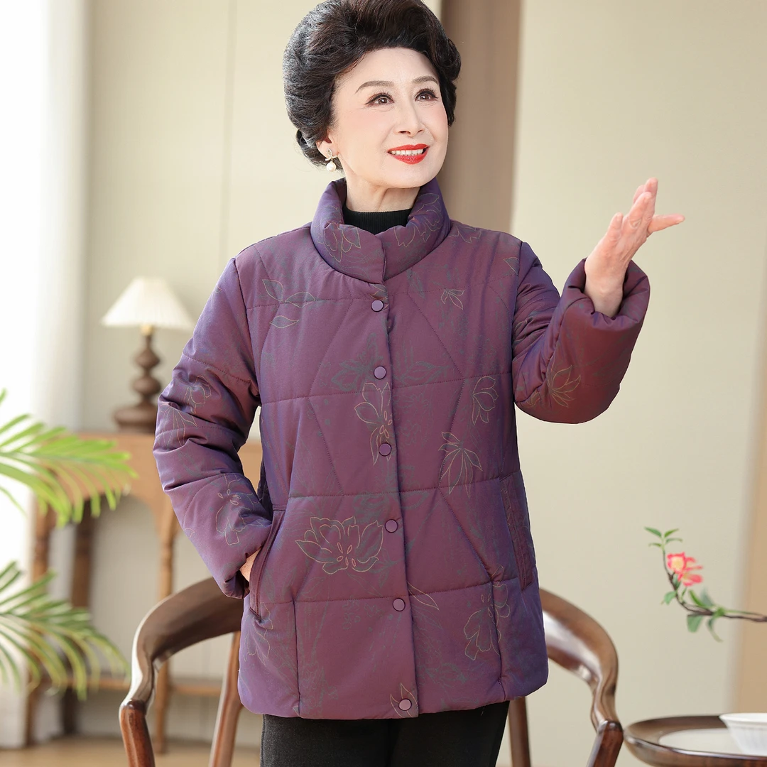 老年人冬装女棉服外套唐装婆婆妈妈冬季加厚立领宽松棉衣奶奶衣服