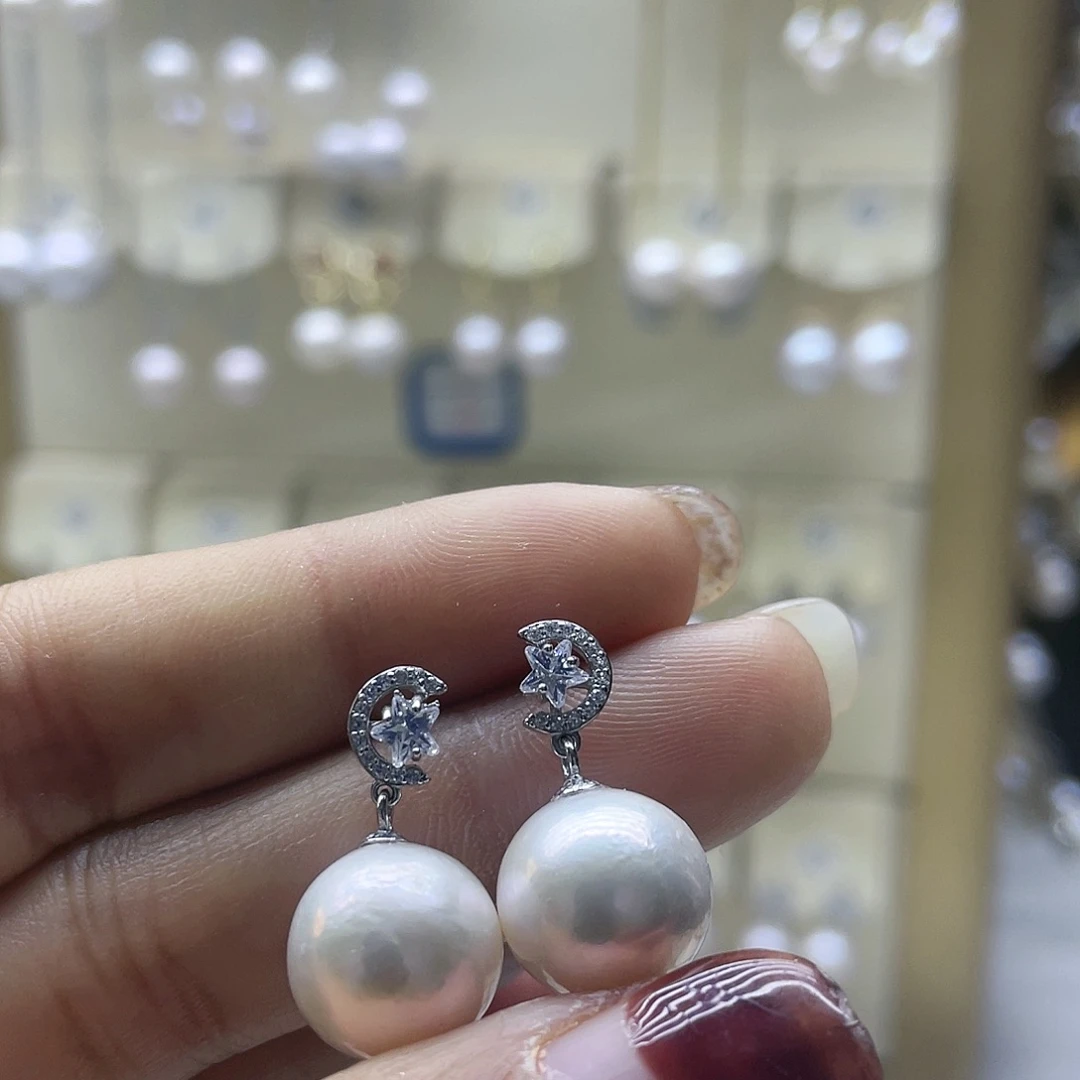 淡水珍珠耳饰银S925镶嵌