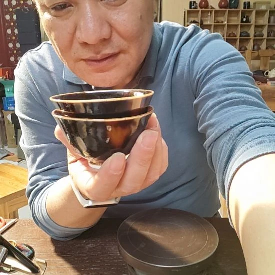 林***薇天然老黑釉斗笠盏盏