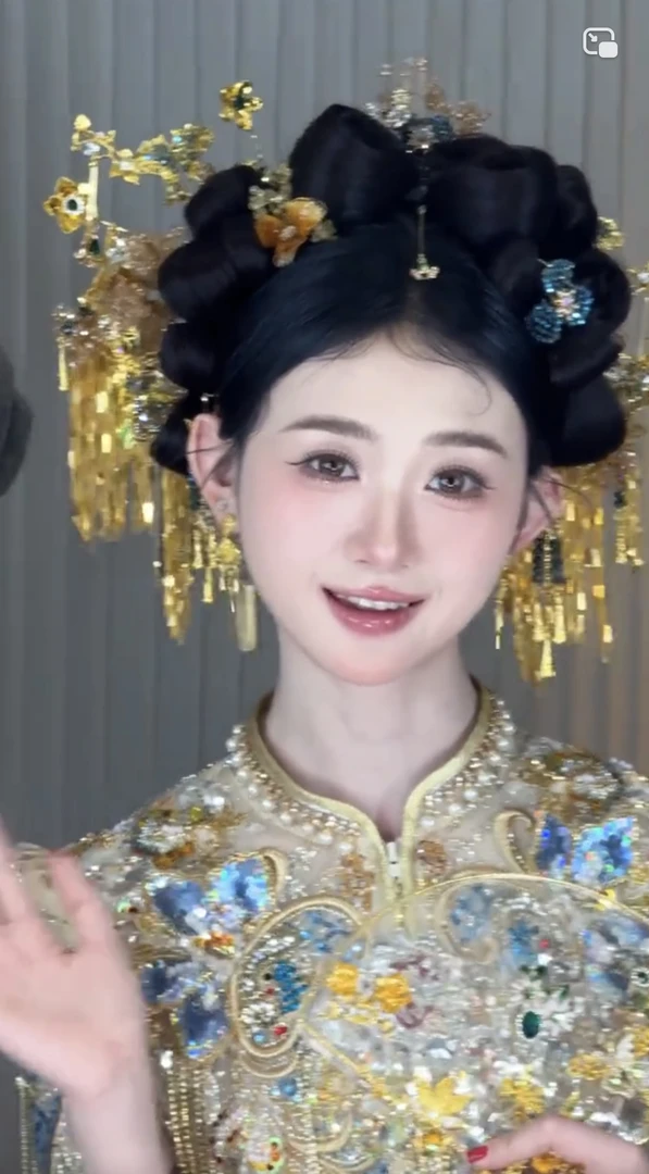 Z8157中式复古龙凤褂手工汉服凤钗跟妆宫廷新娘婚礼发饰