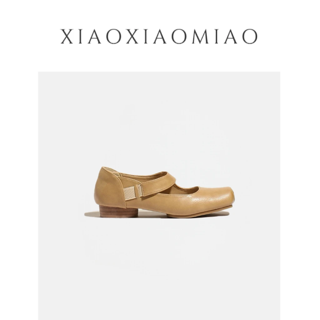 XIAOXIAOMIAO法式复古方头单鞋女百搭一字扣带玛丽珍鞋