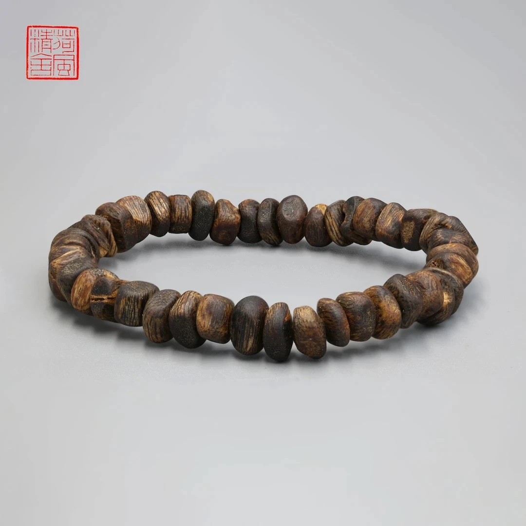 沉香沉香手串海南乌身高结油虫漏单圈沉香手串-CX623