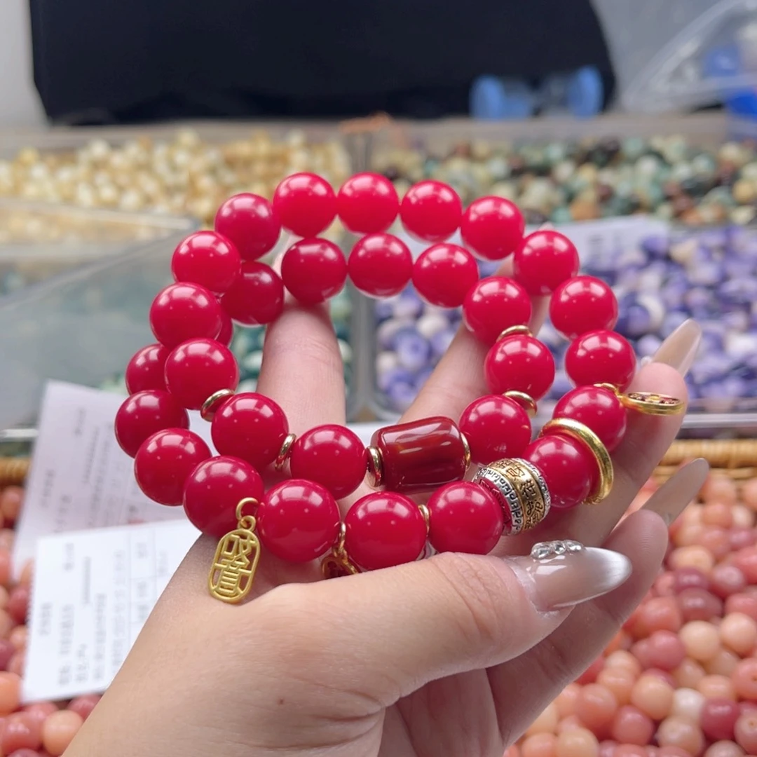 白玉菩提吊坠z14mm110颗。中国红 大果