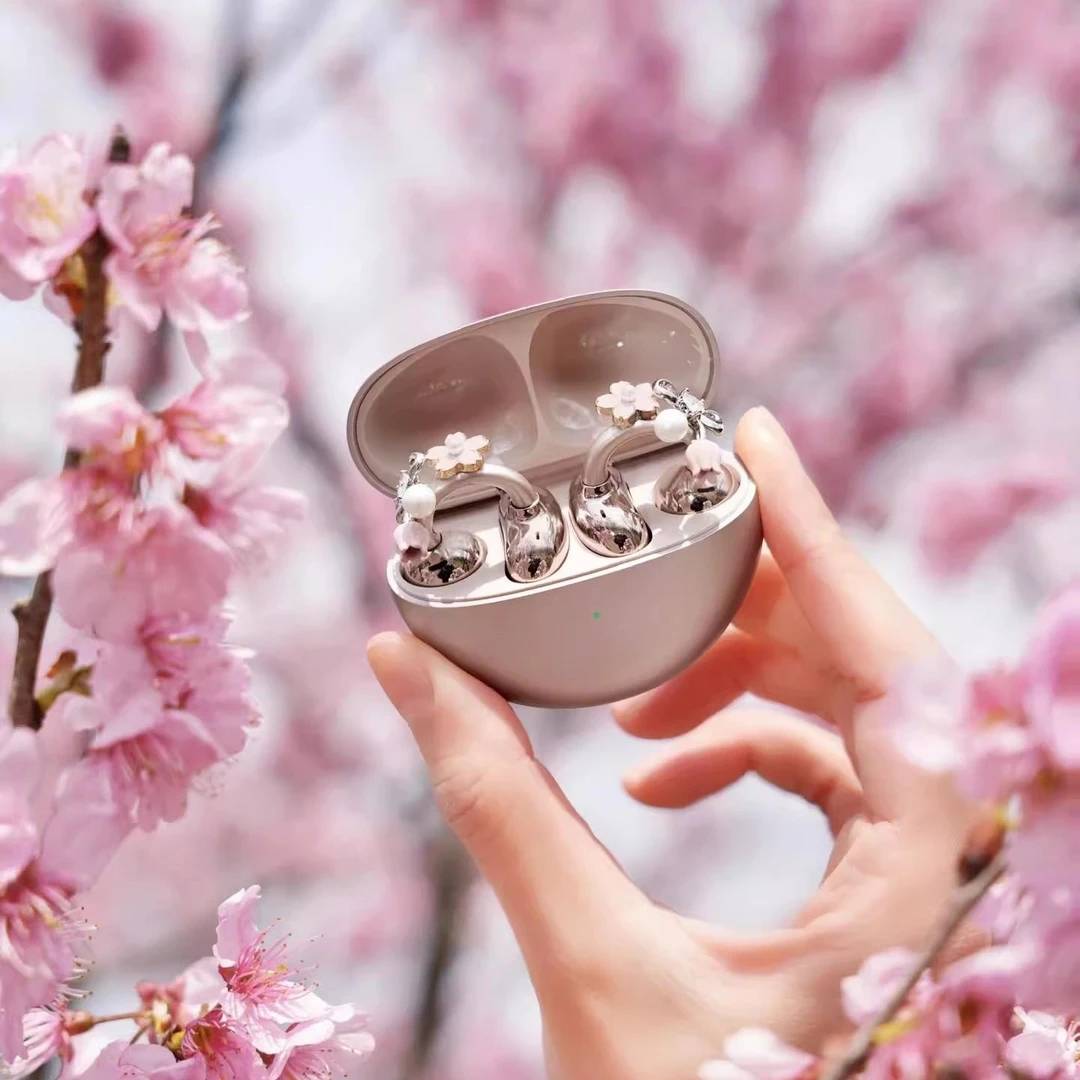 铜合金耳饰 适用于freeclip耳机夹扣女蝴蝶结花朵耳机夹扣氛围感