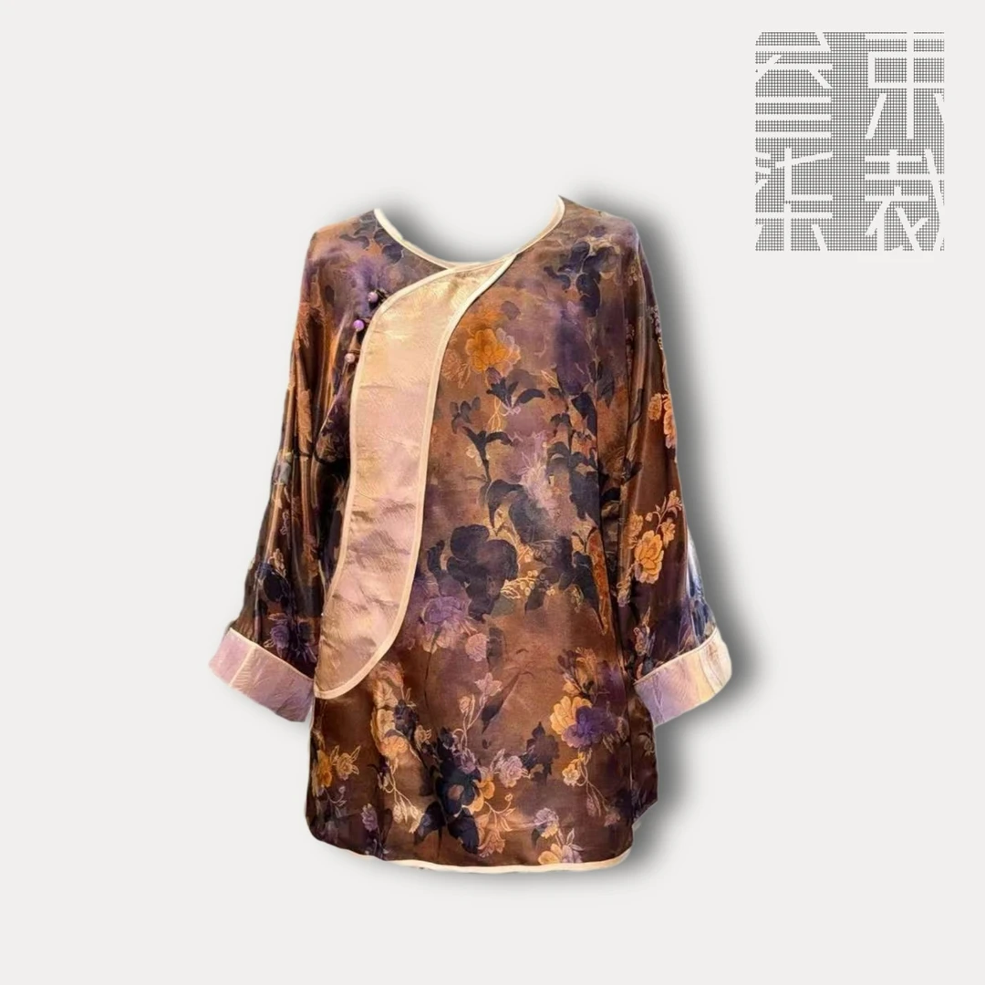 接受劝退拍 A402【洛神赋】100桑蚕丝香云纱国风原创上衣气质中式