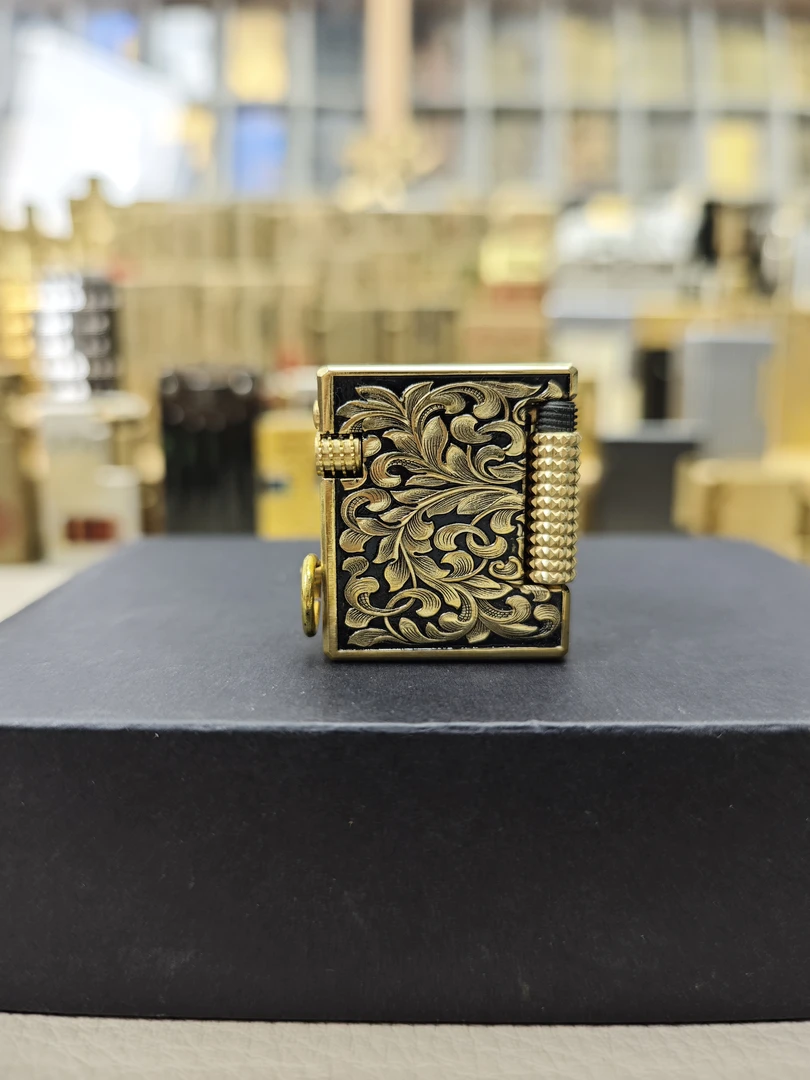 好运达天正短款侧滑黑金唐草煤油打火机男士便携实用小巧火机