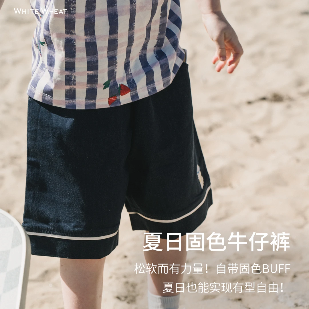 whitewheat儿童2025夏季新款纯棉短裤牛仔裤WWBXK024
