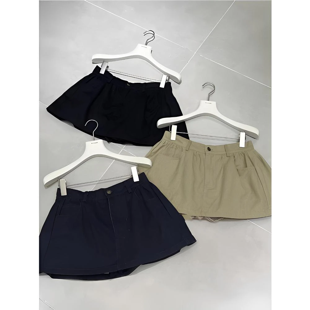 2025秋季时尚感褶皱设计感高腰显瘦百搭A字半身裙女休闲工装短裙