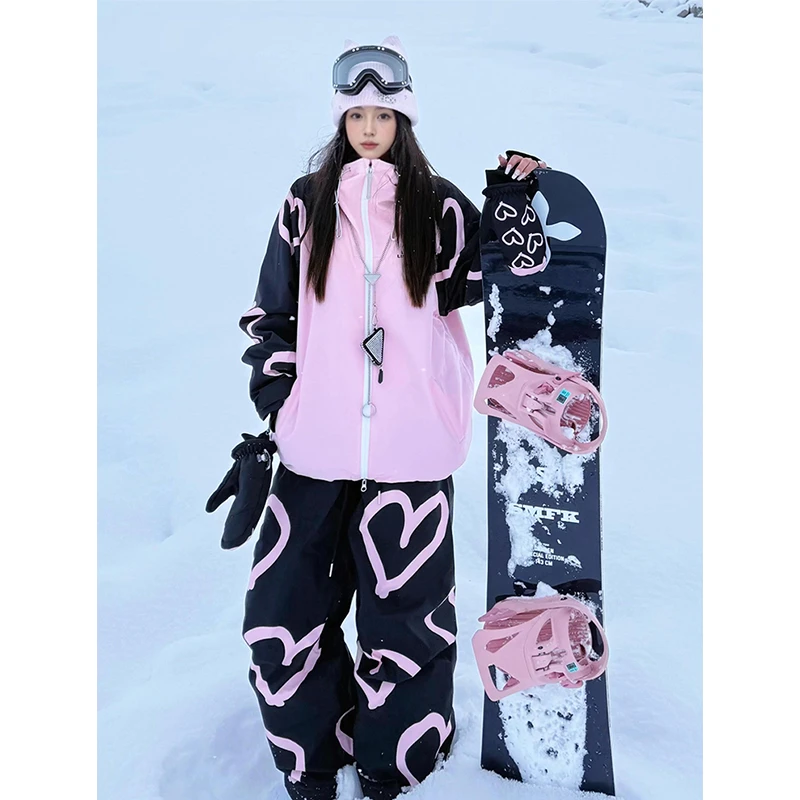 临典粉色滑雪服外套女2025新款户外防风防水超好看单双板雪服套装