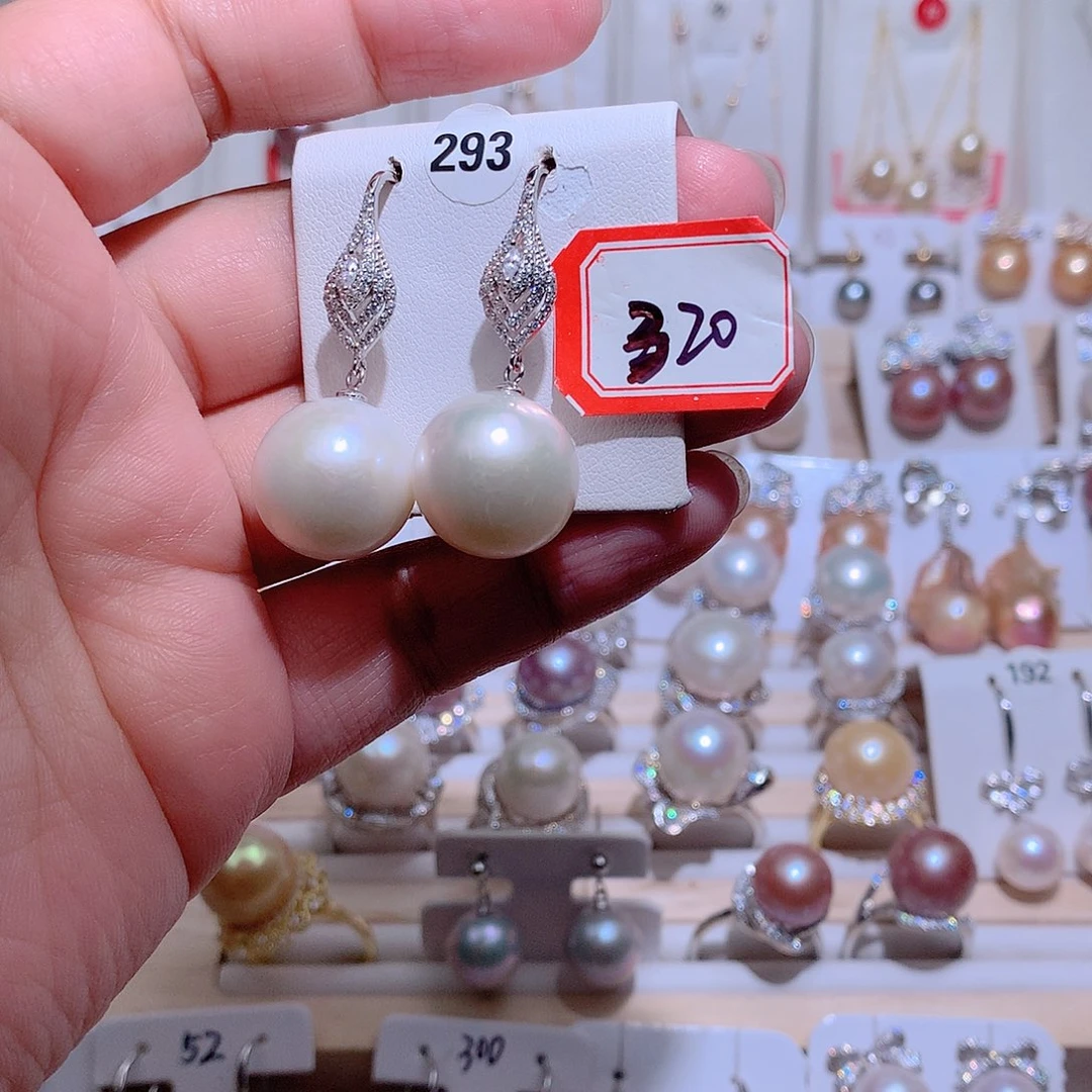 淡水珍珠耳饰银S925镶嵌CC15+