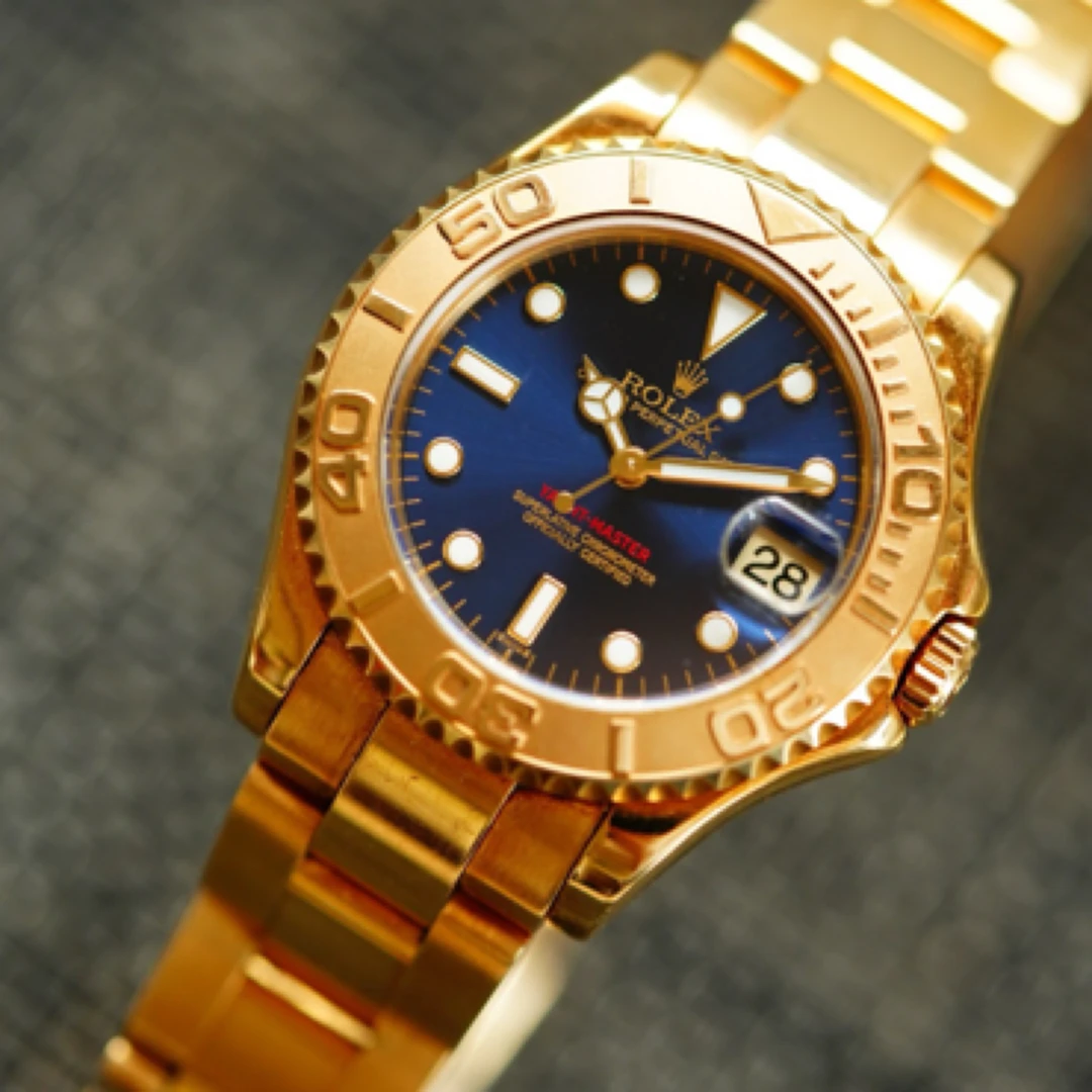 99新 Rolex/劳力士 奢侈品/168628蓝游艇18k黄金35mm单表