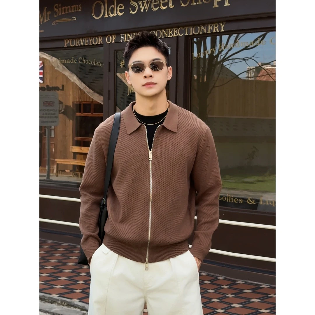 『日落沙丘 简约通勤』老钱风精棉混纺毛织休闲慵懒感针织开衫外套