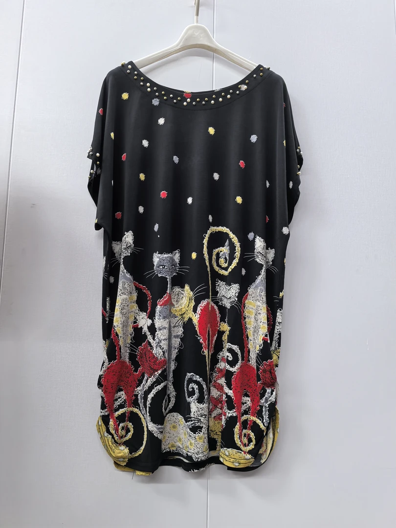 夏季薄款女衫 加大弹力冰丝 套头串珠减龄休闲衫时尚民族风98