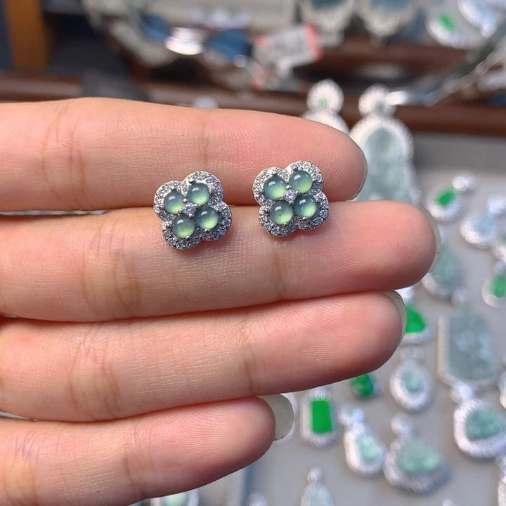 翡翠未镶嵌耳饰耳钉