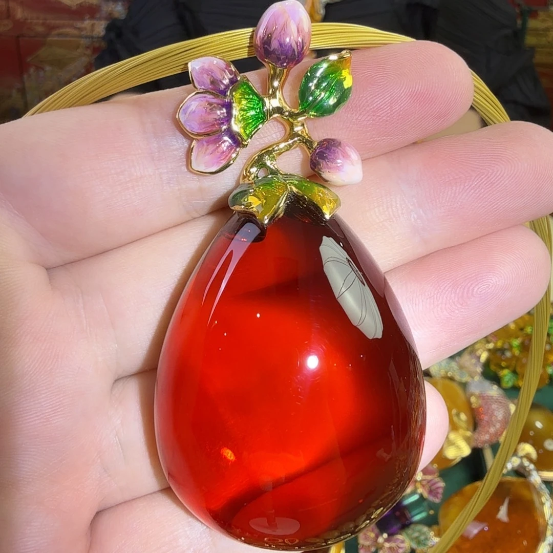 血珀银S925镀金镶嵌吊坠(赠链)