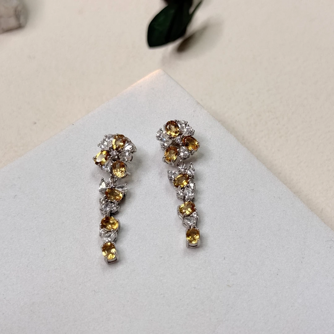 【六六中古】孤品s925黄水晶耳钉ap7165