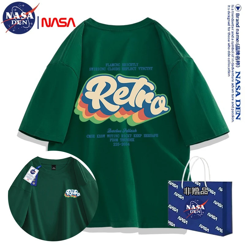 NASA联名慵懒重磅纯棉半袖夏季t恤宽松美式百搭印花时尚短袖男女