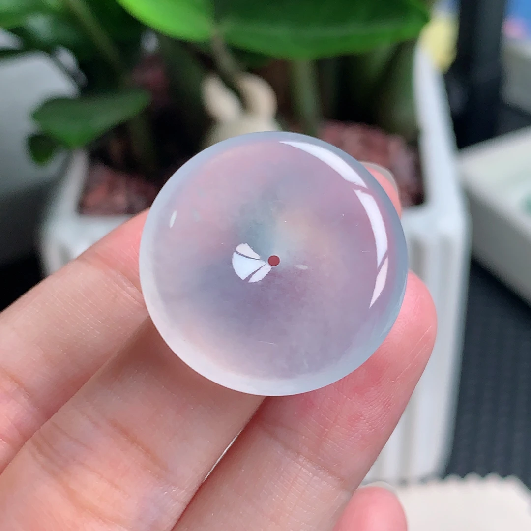 天然翡翠A货，冰种平安扣挂件 27*5mm0421白色冰透精美