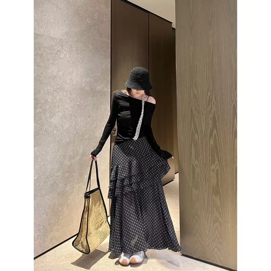 SG / 郭幂幂 SS 小碎花 不规则荷叶边松紧腰半身裙Q-20250086