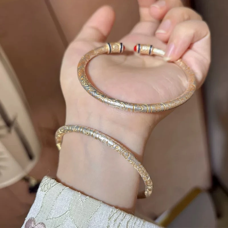 足银手镯 足银手镯 【A14】足银999珐琅彩开口凤翎手镯