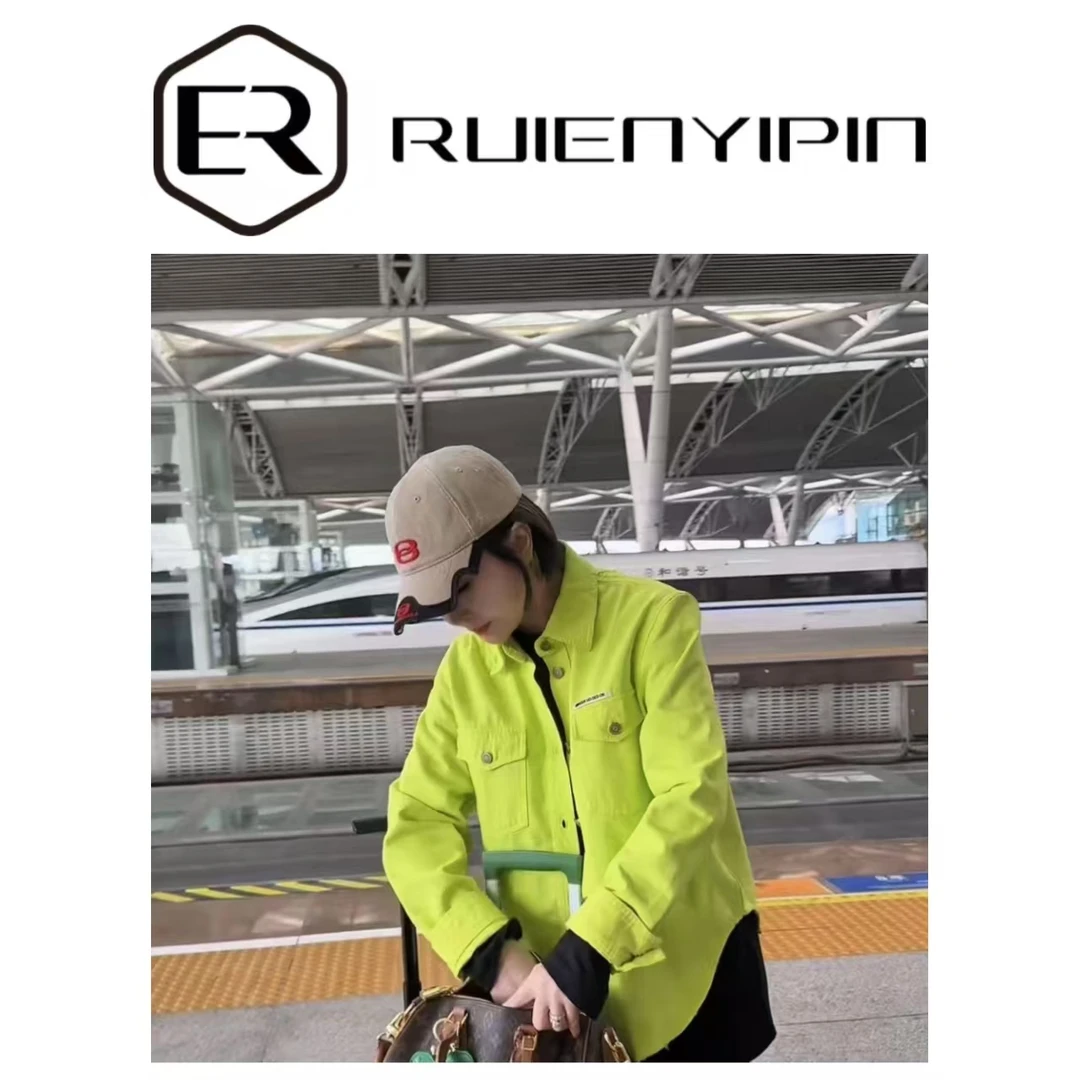 6814#弧边牛仔衬衫
