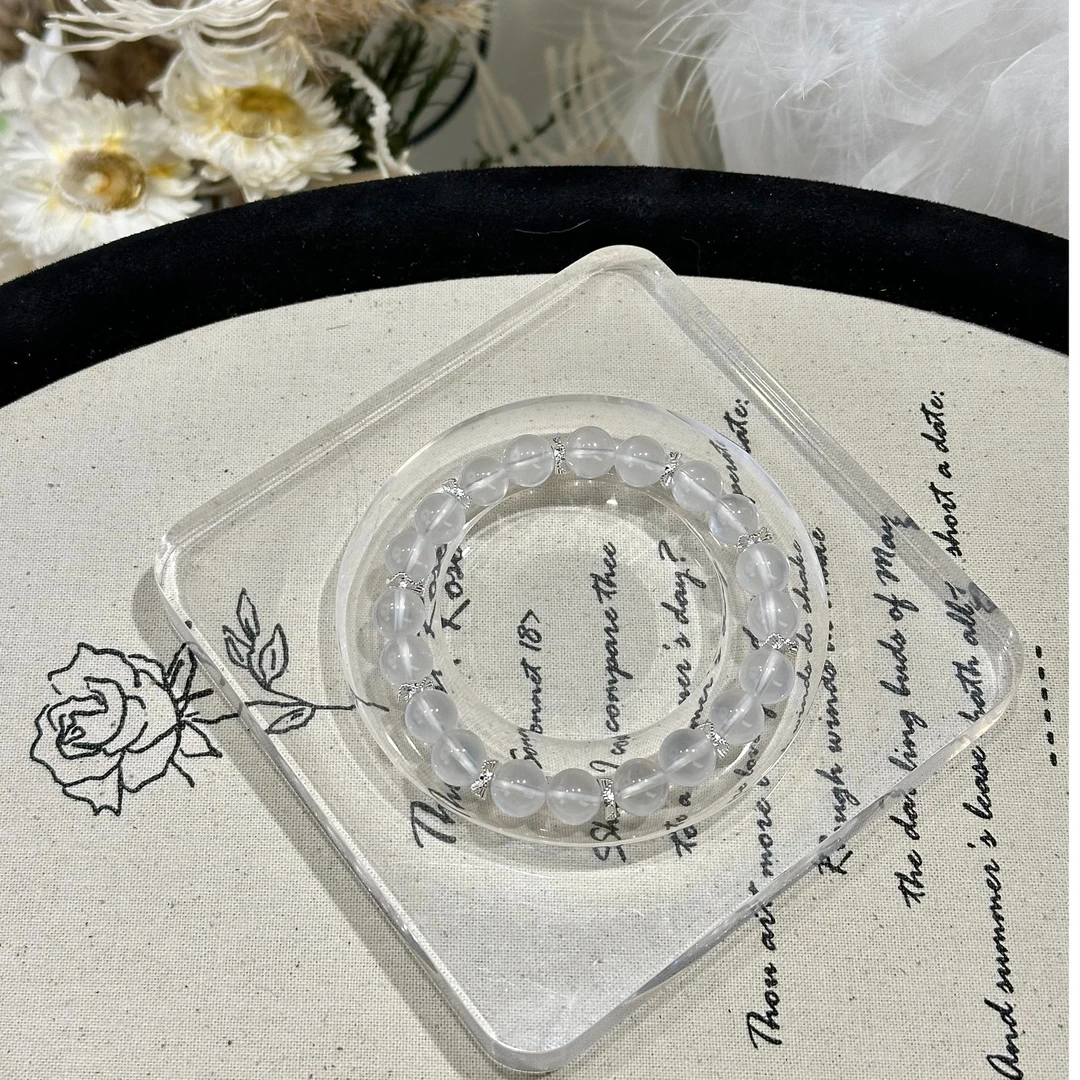 【禧玥-白月光】天然水晶奶白晶白水晶单圈原创设计手串