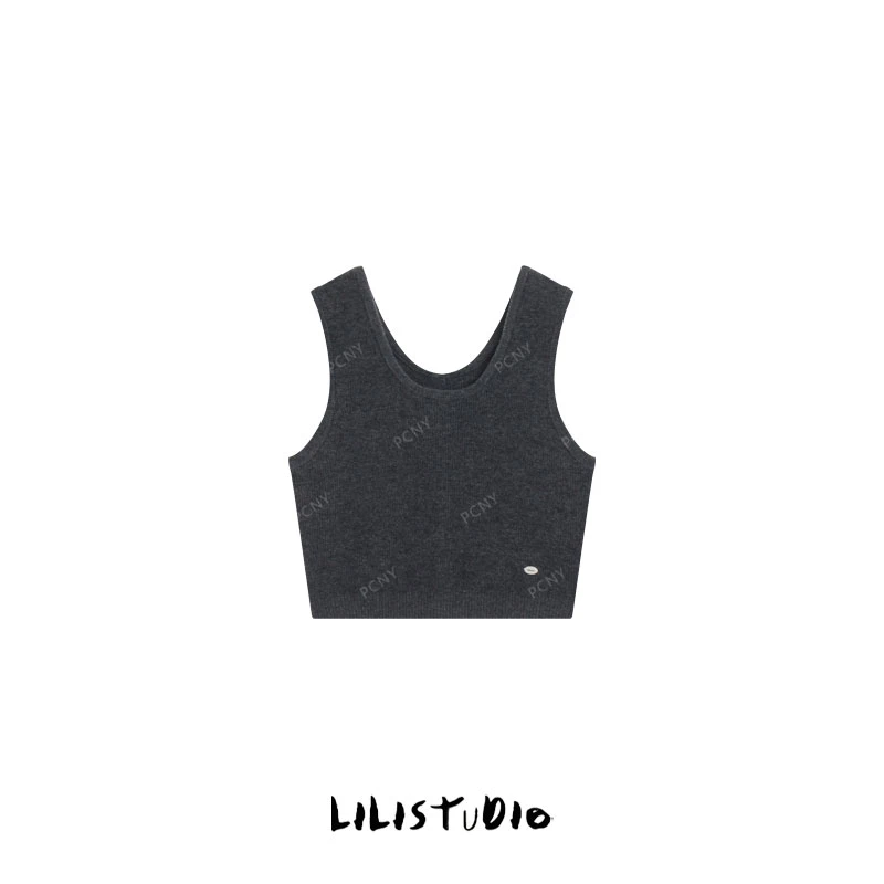 PCNY「灯泡羊毛」不理理早秋新款小众女装短款针织背心