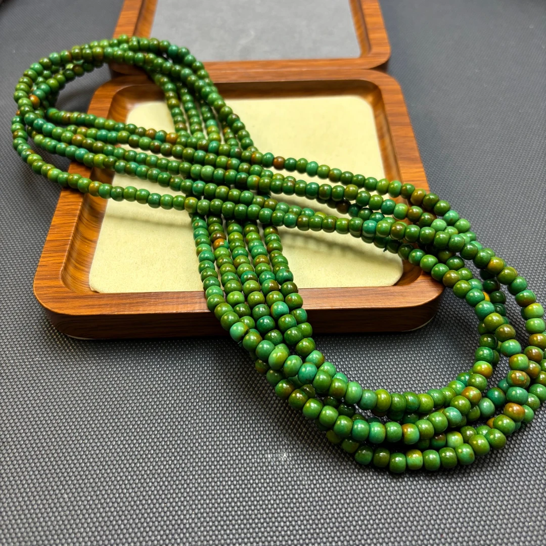 非金属珐琅项链 绿色松松小珠项链  H51