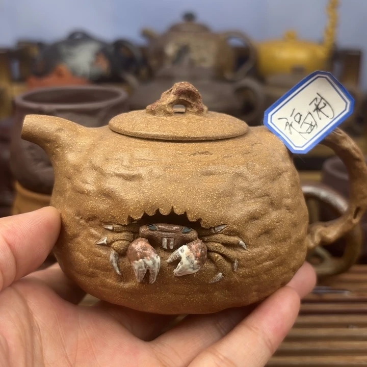 茶壶紫砂螃蟹供春老段泥220c