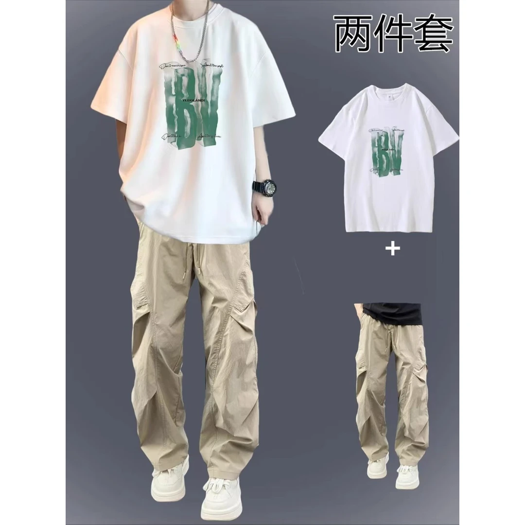 夏季男套装男生潮流帅气青少年男孩酷帅男装一整套夏装时髦衣服