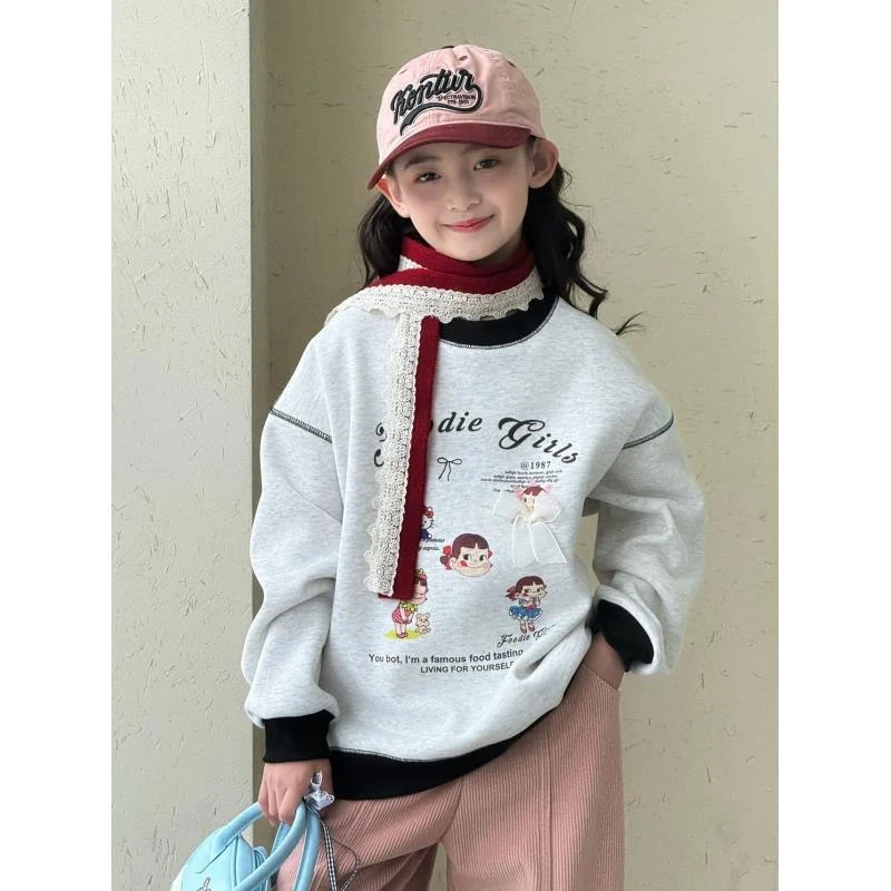 【新疆包邮】中大童一体绒小女孩不二家卫衣J508