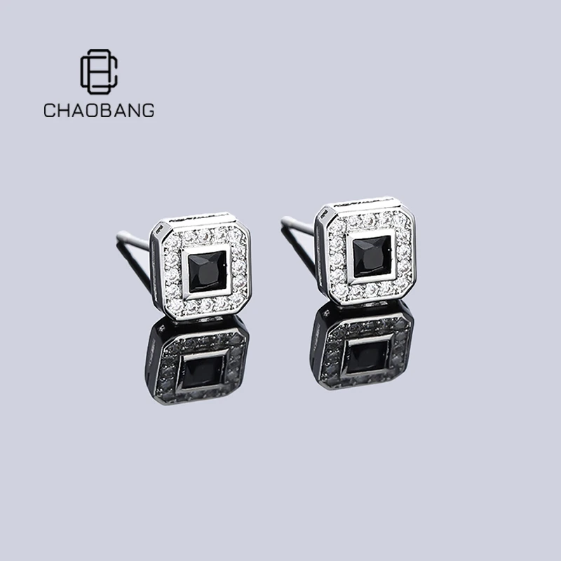 chaobang/潮邦 铜合金锆石耳饰 锆石镶钻轻奢耳钉小众高级感饰品
