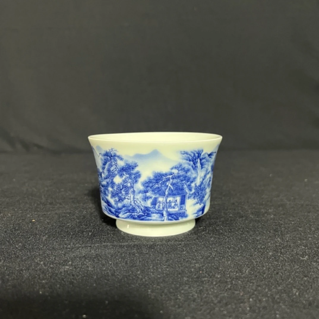 景德镇新品细工山水主人杯高白泥马蹄品茗杯个人专用水杯茶杯