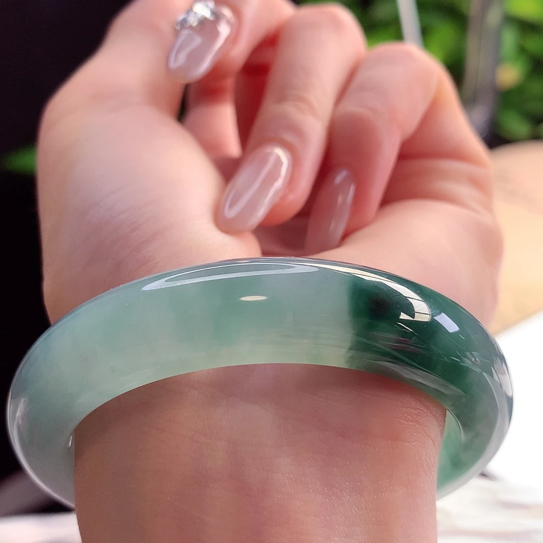 未镶嵌手镯翡翠天然A货翡翠55-56水墨丹青 浓墨重彩33号