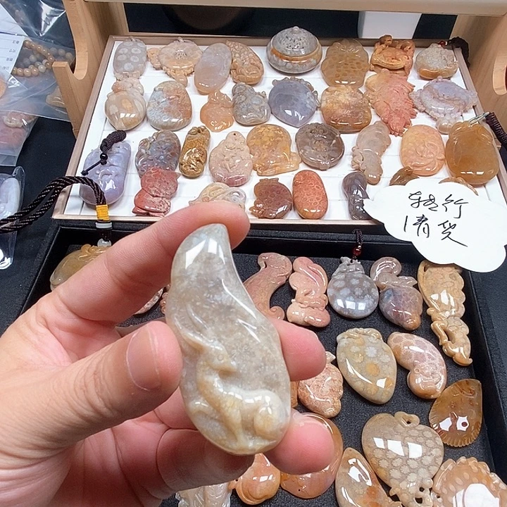 颈饰未镶嵌硅化珊瑚（珊瑚玉）
