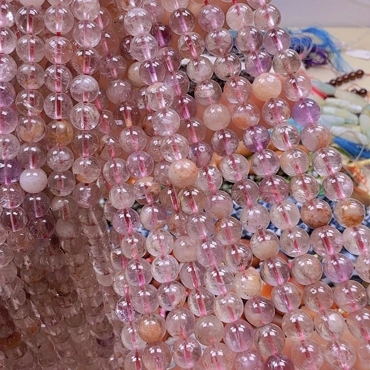 水晶珠宝半成品未镶嵌卡6紫塔晶一条