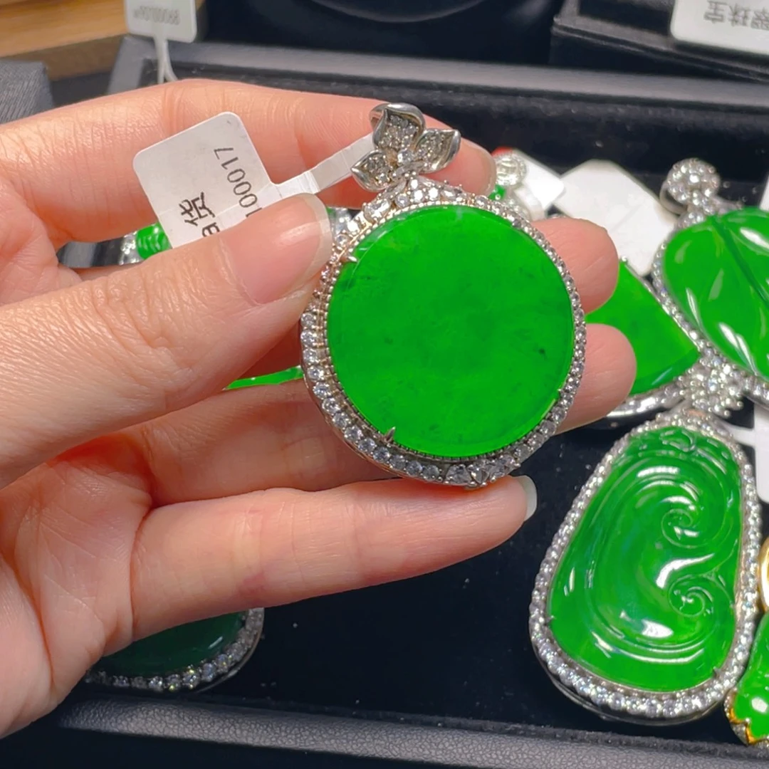 翡翠银S925镶嵌吊坠(不含链)